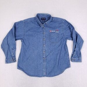 Swingster Denim Shirt XL Ladies Vintage Blue Texaco USA Olympic Official Sponsor